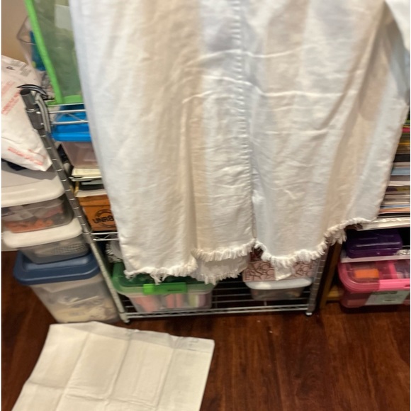 Off white long sleeve jean jacket with worn looking bottom - Picture 4 of 5